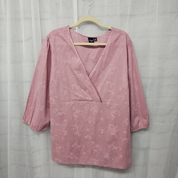 Sonoma Orchid Floral Peasant Blouse Tie Back Cottage Festival Hippie 3X - Picture 1 of 9